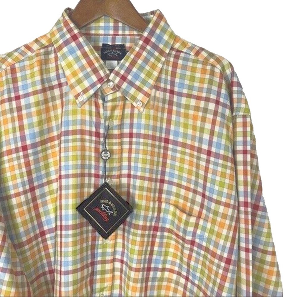 NEW $269 Paul & Shark Shirt!  2XB  Colorful Plaid Red Orange Green Blue  ITALY